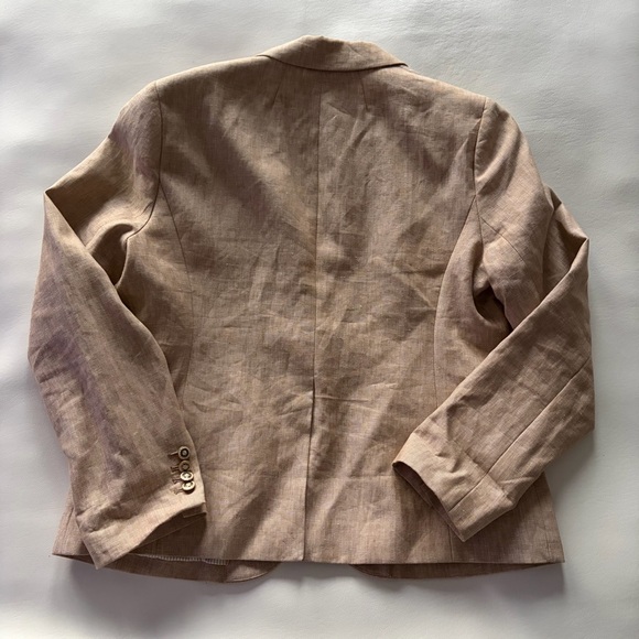J.Crew Campbell Wmn’s 14 Linen Blazer Oatmeal Tan One Button Coastal Preppy - Picture 8 of 10